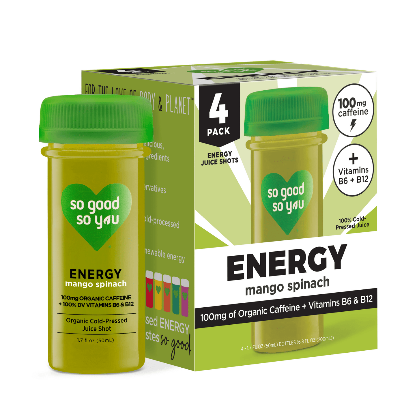 4-Pack Energy Mango Spinach Juice Shots
