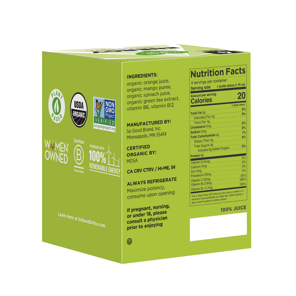 
                      
                        4-Pack Energy Mango Spinach box with ingredients and nutrition facts
                      
                    
